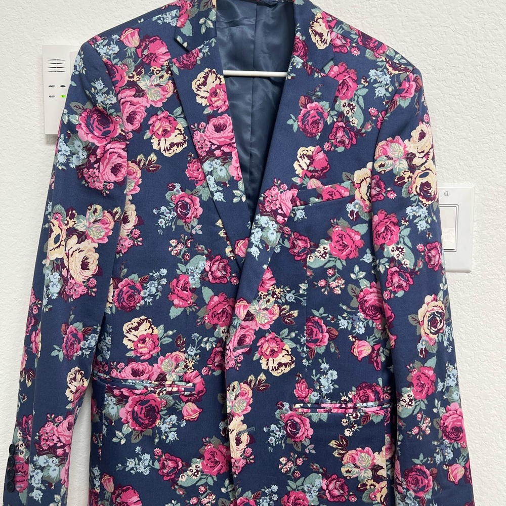 Bar III Navy Floral Men's Blazer